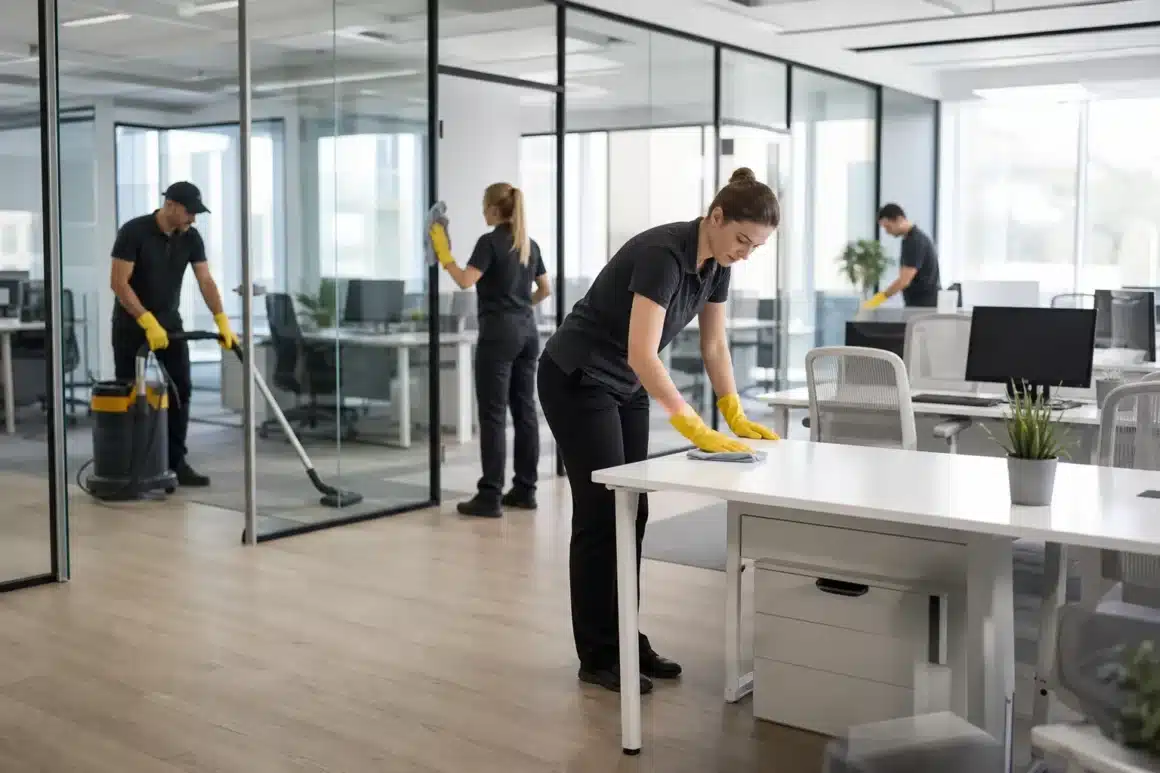 Nowoczesne biuro open-space utrzymane w czystości przez firmę sprzątającą Nowoczesne biuro open-space utrzymane w czystości przez firmę sprzątającą