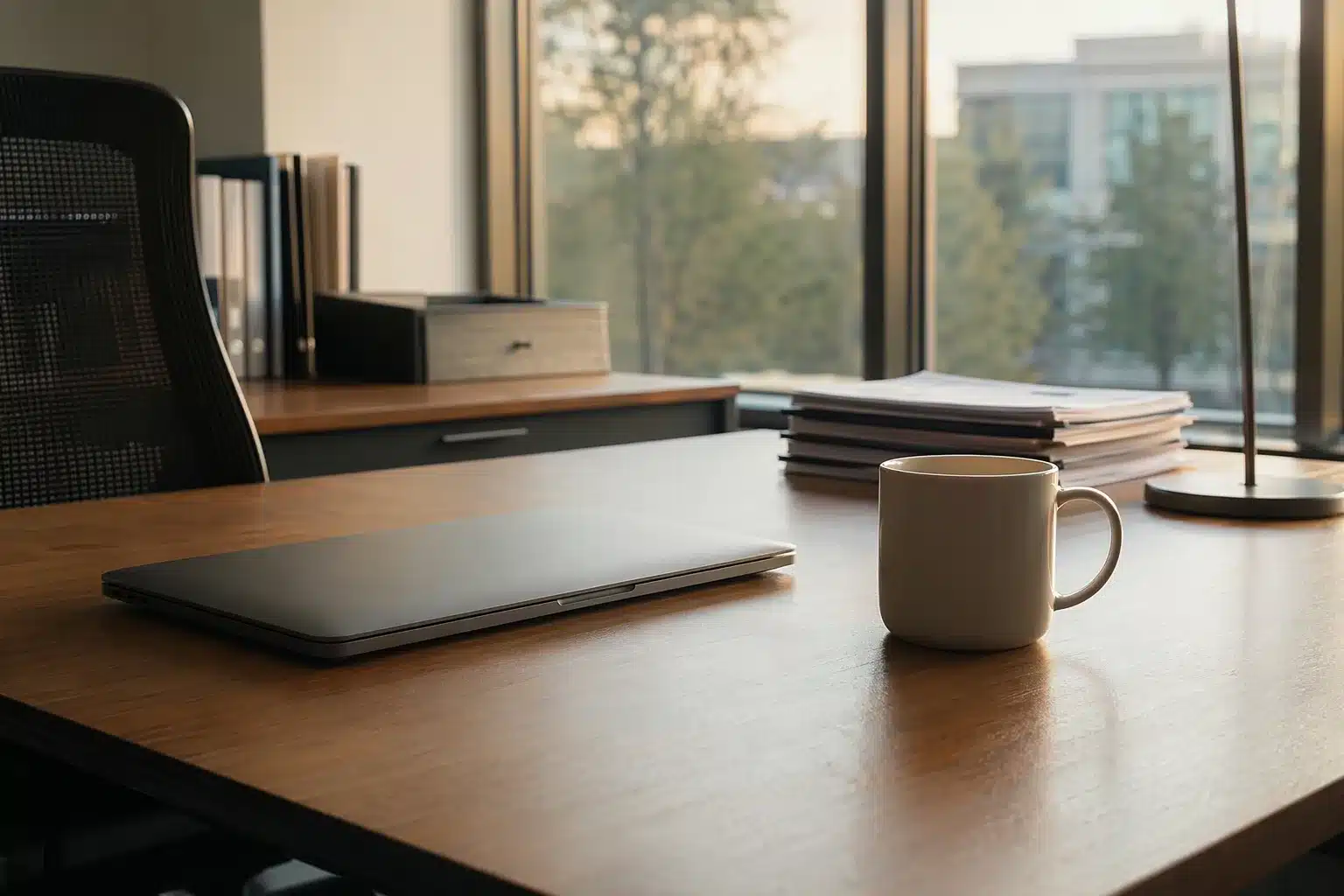 Uporządkowane biurko zgodnie z zasadą clean desk