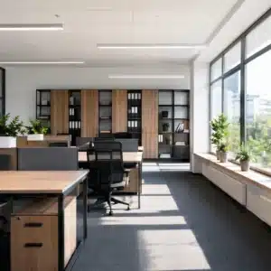 Czysty i uporządkowany open space jako wzór porządku w miejscu pracy