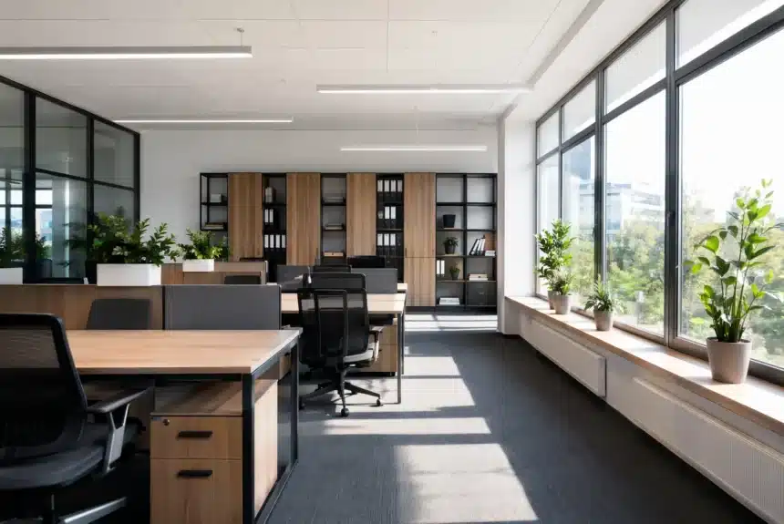 Czysty i uporządkowany open space jako wzór porządku w miejscu pracy